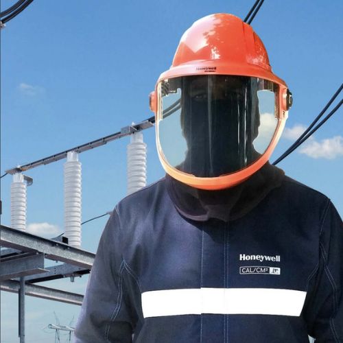 Man in arc flash suit